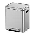 Dual Compartment Trash Can - 2 X 4.7 Gal (2 x 18L) Stainless Steel Trash Can, Double Sorting Bin with Soft Close Lids, Removable Inner Bucket, Step-on Recycling for Kitchen Home Office
