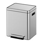 Dual Compartment Trash Can - 2 X 4.7 Gal (2 x 18L) Stainless Steel Trash Can, Double Sorting Bin with Soft Close Lids, Removable Inner Bucket, Step-on Recycling for Kitchen Home Office