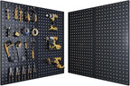 Pegboard, Metal Peg Board, Pegboards Wall Organizer with 38 Pcs Hooks, Sturdy Peg Board for Garage Tool Organization, Home & Office Wall Decoration (Black, 2 Pack)