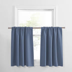 PONY DANCE Window Curtain Valances - Shade for RV Camper Bathroom Basement Noise Reduction and Privacy Protection, 42 x 30 inches, Blue Haze, 2 Panels