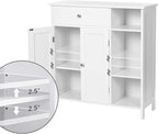 VASAGLE Floor Storage Cabinet with Drawer, Freestanding Cabinet with Doors, 3 Open Compartments, Adjustable Shelves, 11.8 x 29.5 x 31.5 Inches, for Bathroom, Living Room, Cloud White UBBC142W01