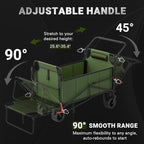 LEVELEVE Heavy Duty Folding Wagon - 2-in-1 Collapsible Cart, 650lb Capacity, All-Terrain Wheels w/Brakes & Side Pockets
