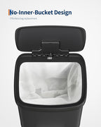 Garvee 13 gal / 50 L Metal Trash Can with Lid, Large Garbage Can for Kitchen, Rustproof Step-on Kitchen Metal Trash Bin with Liner Rim, Rear Handle, Soft Close Plastic Lid, Black