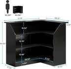 Tribesigns L-Shaped Bar Cabinet, 4-Tier Corner Bar Unit with Stemware Racks, Black