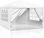 10x10 FT Party Tent, Outdoor Wedding Tents for Parties, Canopy Event Tent with 4 Removable Sidewalls, Waterproof Gazebo Shelter for Birthday Parties, Weddings, BBQs & Events (10X10FT-4Sides White)