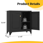 33" Metal Kitchen Pantry Storage Cabinets with Door and Adjustable Shelves,White Sideboard Buffet Cabinet with Storage,Sideboard Buffet Cabinet for Dining Roonm,Living Room