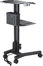 AW Mobile Laptop Cart Medical Rolling PC Stand Computer Workstation on Wheels with Handle 220 Lbs Capacity CPU Printer Power Strip Holder for Lap School Office Salon Spa Dental