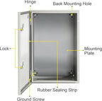 VEVOR NEMA Steel Enclosure, 24 x 16 x 10'' NEMA 4X Steel Electrical Box, IP66 Waterproof & Dustproof, Outdoor/Indoor Electrical Junction Box, with Mounting Plate