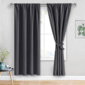 JIUZHEN Blackout Curtains for Bedroom - Thermal Insulated Room Darkening Rod Pocket Curtains for Living Room, Set of 2 Panels with Tiebacks, 52 x 72 Inch Length, Dark Grey