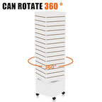 16”W * 16”D * 60”H White Slatwall Tower - Rotating and Rolling - Slatwall Display Tower - Rotating Spinner Rack for Store Fixtures and Display Retail - Boutique, Home