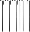 24" Ground Rebar Stakes Heavy Duty J Hook Ground Anchors, 5/16 inch Curved Steel Tent Stakes Anti Rust Steel Ground Stakes for Chain Link Wire Fencing, Pack of 8, Black