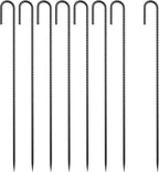 24" Ground Rebar Stakes Heavy Duty J Hook Ground Anchors, 5/16 inch Curved Steel Tent Stakes Anti Rust Steel Ground Stakes for Chain Link Wire Fencing, Pack of 8, Black