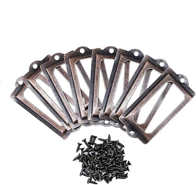 [32 Pack] Antique Copper Office Library File Drawer Cabinet Card Tag Label Holder Metal Frame 70mm x 33mm