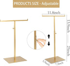 Display Stand Stainless Steel Jewelry Towers Bag Stand Tabletop Double Hook Hanging Jewelry Stands for Necklaces Organizer Stand Adjustable Height Home Store Boutique, Gold