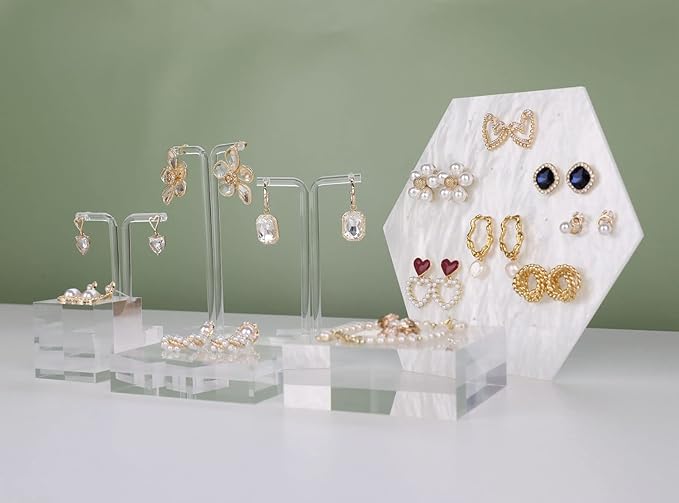 GemeShou 3pcs acrylic T bar earring display stand for show, retail hanging earring holder for online business, transparent jewelry Photography Props【Acrylic Earring T Stand-3pcs 】