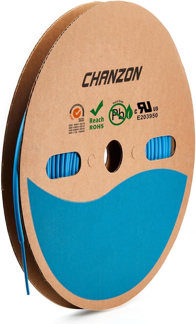 Chanzon 2:1 Ratio - 80Ft Roll - 9/64" (3.5mm) Heat Shrink Tubing 2:1(25M Total Length) Blue Polyolefin Sleeving Wrap Shrinking 2 to 1 1pcs
