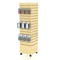 16”W * 16”D * 60”H Maple Color Finish Slatwall Tower - Rotating and Rolling - Slatwall Display Tower - Rotating Spinner Rack for Store Fixtures and Display Retail - Boutique, Home