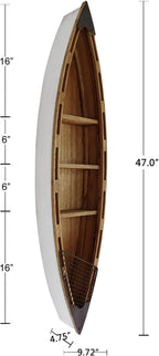 E-view Solid Wood Hanging Boat Shelf Decorative Nautical Wall Decor Beach Themed Bookcase Large Wooden 3-Tier Display Shelves for Home Kitchen Bedroom Living Room