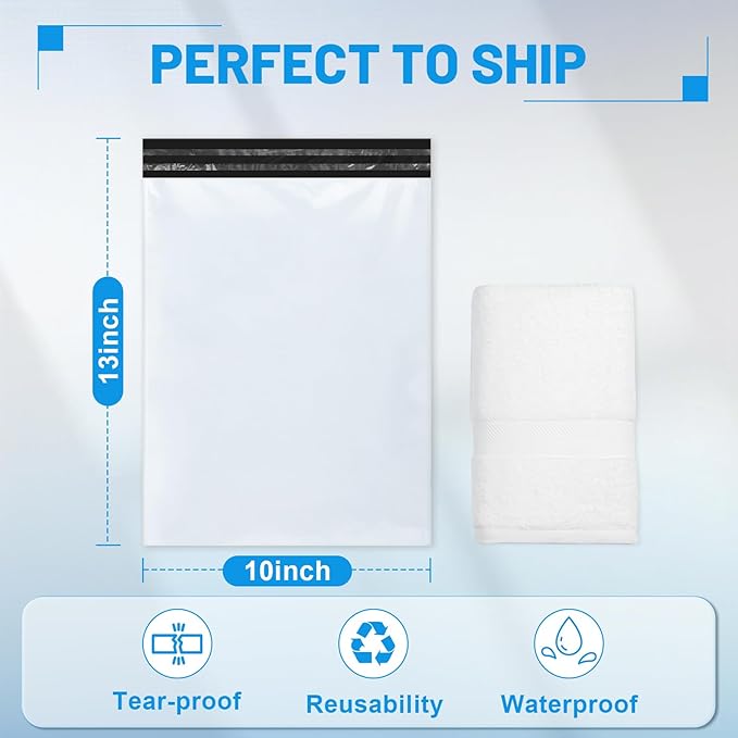 Poly Mailers Shipping Bags 10x13 inch 600 Pack Packaging Clothes Polymailers Envelopes Mailing Mailer Package Polymailer Small Business Supplies Clothing Bag Polybags Packing White