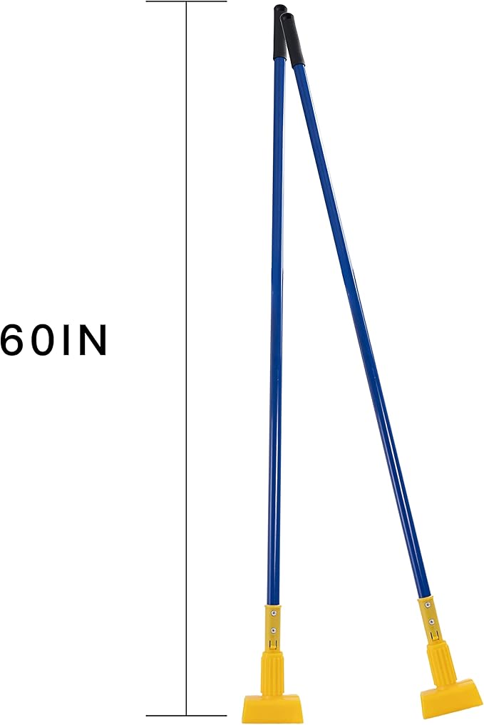 Matthew Cleaning Commercial Quick-Change Iron Mop Handle for Floor Cleaning Heavy Duty Mop Stick Replacement 60inch Jaw Clamp-Style Wet Mop Handle 6 Packs