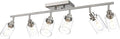 6 Light Track Lighting Kit Brushed Nickel Kitchen Track Lighting Fixtures Ceiling Mount Bathroom Vanity Wall Scones Light Fixture with Clear Glass, Rotatable Spotlight for Kitchen Shop Hallway
