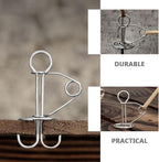 Mikinona 5Pcs High-Strength Tent Deck Pegs with Spring Buckles Silver Stainless Steel Tent Anchor Hooks for Secure Wind-Resistant Camping Canopy and Awning Fixing