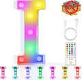mooncow Rechargeable Light Up Letters,Colorful Marquee Letters with Remote,Gift Wrap Gifts,Bedroom Home Bar Party Decor (I)