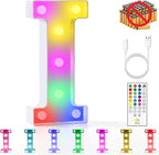 mooncow Rechargeable Light Up Letters,Colorful Marquee Letters with Remote,Gift Wrap Gifts,Bedroom Home Bar Party Decor (I)