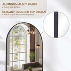 Koonmi 21x56 inch Arched Full Length Mirror, Black Large Floor Mirror with Aluminum Alloy Frame, Standing Hanging or Leaning Wall-Mounted Full Body Mirror for Living Room and Bedroom