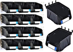 WallPeg 12 Black PEGBOARD Bins - Peg Board Organizer Accessories - Pegboard Bins for Craft Room Storage & Garage Organization - Handy Peg Board Wall Organizer Bin Set -Made in USA-