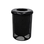 COATEDOUTDOORFURNITURE RFT-P-BLK Heavy Duty Round Trash Receptacle with Flat Top, Liner Included, 32 Gallon, Black, Made in America