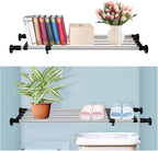 BAOYOUNI Expandable Closet Shelf Tension Rod Clothes Hanger Storage Rack Adjustable DIY Shelving Unit Cabinet Kitchen Bathroom Divider Separator Organizer, Black