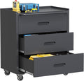 3 Drawers Metal Tool Storage Cabinet with Wheels, Rolling Tool Chest on Locking Wheels & Handle, Garage Cabinet, Heavy Duty Tool Cart, Mobile Steel Locker for Home,Workshop, Warehouse, Black