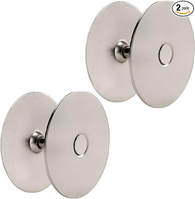 Door Hole Cover Plate, 2-5/8" Diameter Solid Steel, Hole Filler Plate (2, Satin Nickel)