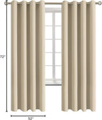 BGment Room Darkening Curtains 72 Inches Long - Grommet Thermal Insulated Drapes Window Treatment Curtains for Bedroom, 2 Panels, 52 x 72 Inch, Beige