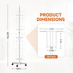 TONGMO 7-Tier Greeting Card Display Rack: 28-Pocket Rotating Countertop Stand for Postcards, Brochures, and Greeting Cards (White, 68.9”H)