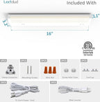 LED Under Cabinet Lighting Hardwired or Plug in, 16 Inch 8W, Dimmable 5 Color 2700K/3000K/3500K/4000K/5000K, Linkable Eyes Care Design Counter Lights for Kitchen, Sink, ETL Listed, White