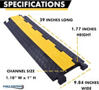 Kable Kontrol Atlas Cable Protector Wire Ramp - 2 Channel Bulk Wholesale Pallet - 10 Pcs - 39" Long Black & Yellow - 20,000 Lbs Load Capacity - Rubber Speed Bump Wire Protector Cord Cover - CP9972