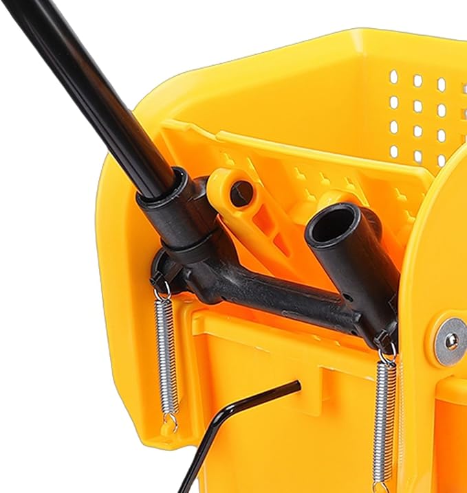 Hyuduo Mop Bucket, 20L Side Press Wringer Commercial Mop Bucket with Wheels and Handle, for Floor Cleaning in Restaurants Offices and Industrial Sites