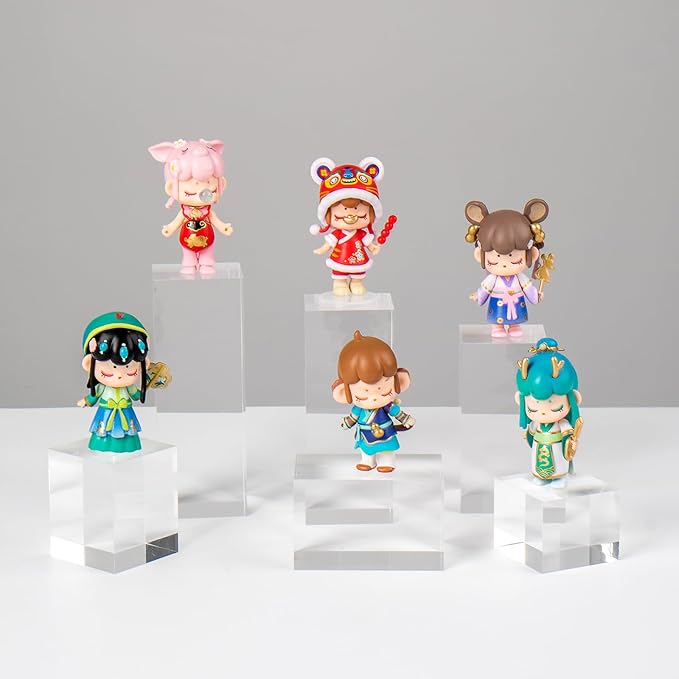 6Pcs Clear Acrylic Cube Display Risers Stands, Square Polished Acrylic Photo Props, Transparent Solid Acrylic Display Blocks for Action Figures Collection Jewelry Cosmetic Boutique Crafts