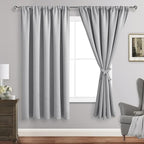 JIUZHEN Blackout Curtains for Bedroom - 70 x 63 Inch Extra Wide Privacy Assured Thermal Insulated Room Darkening Sliding Door Curtains for Living Room, Set of 2 Panels with Tiebacks, Silver Grey