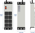 CCCEI Heavy Duty Power Strip Surge Protector 20 AMP, 8 Outlets 12 Gauge Industrial Shop Garage Metal Multiple Outlets, 15 FT Extension Cord 5-15P Adapter High Amp 6-20R T-Slot 20a for Appliance