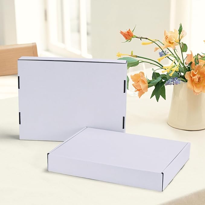HORLIMER 13x10x2 Shipping Boxes Set of 30, White Corrugated Cardboard Mailer Box for Packing Small Business