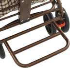 Shopping Cart, 220lbs Foldable Shopping Cart, Utility Cart with Seat & 360° Wheels, for Groceries, Laundry, Camping (Checkered)