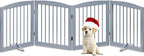 Freestanding Pet Gate - Foldable Wooden Dog Gate for House, Indoor, 80 Inch Wide, 4 Panels 24", Grey