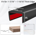 Rubber Edge Trim, 1-1/2 inch (38mm) Wide U Channel Edge Trim, Big Size U Shaped Trim, Self Adhesive Edge Banding for Plywood, Woods,Interior Doors, Countertop, Length 20Ft, Black