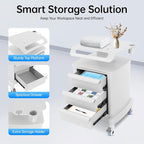 3 Tiers Beauty Storage Cart with Abs Material, 66lbs Portable Mobile Trolley Cart with 4 Silent Wheels, Lab Rolling Carts for Barber Stores, Hospitals