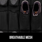 GORILLA GRIP Over the Door Shoe Organizer, 35 Large Breathable Mesh Pockets, Space Saving Hanging Storage Holder, 5 Hook Closet Rack Hanger, Hangs on Closets for Shoes, Accessories 68.5H x 24.5W Black