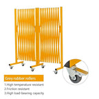 GYMTIME Expandable Metal Barricade Gate, Portable Safety Barrier with Casters, Folding Security Gate, Mobile Retractable Fence, 0-180 Degree Rotating, 23.6 Feet, Yellow