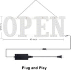 40"x14" Extra Large LED Open Signs for Business with Remote Controlled, 10 Levels Brightness Adjustable Unique Design Super Bright with Chain, High Visibility for Stores Bar Hotel Retail Shop Salon